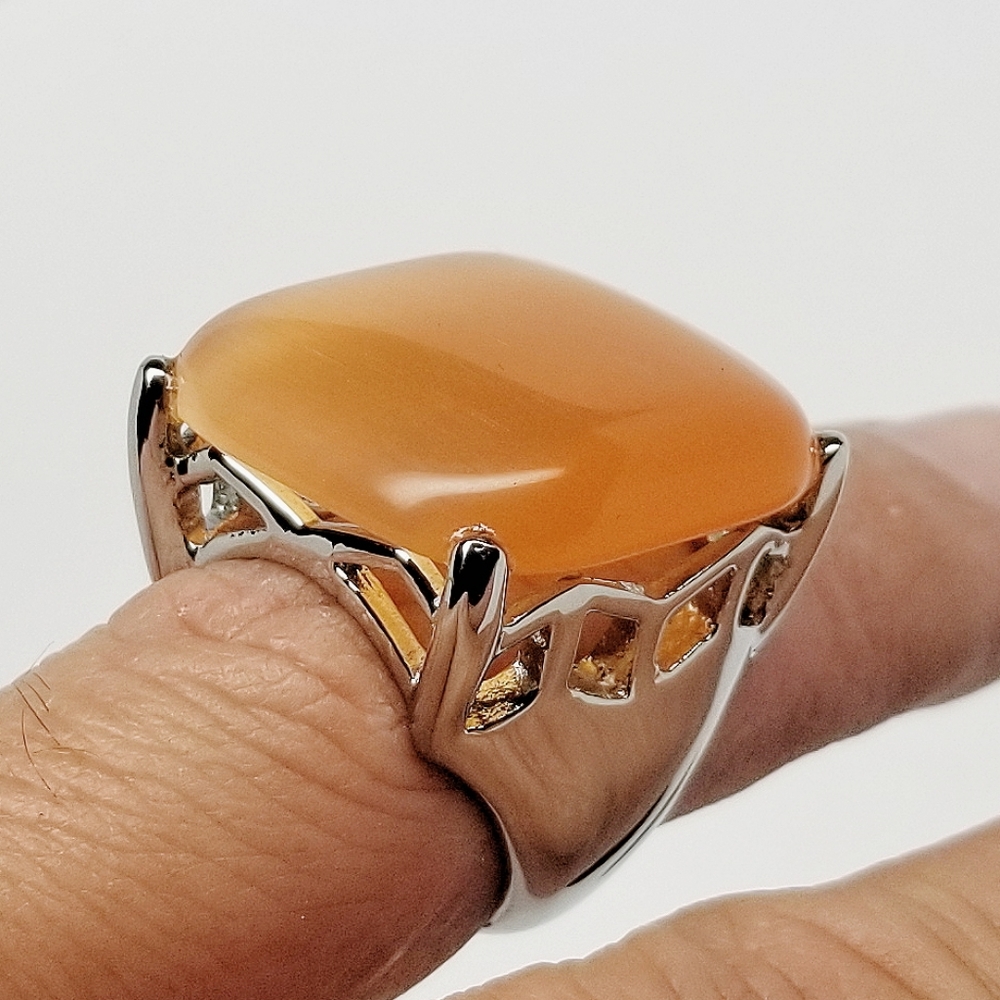 Stainless steel square peach glass ring